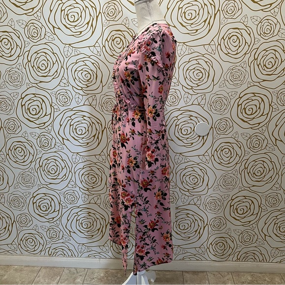 Topshop Pink Floral Ruffle Midi Dress - Picture 3 of 6